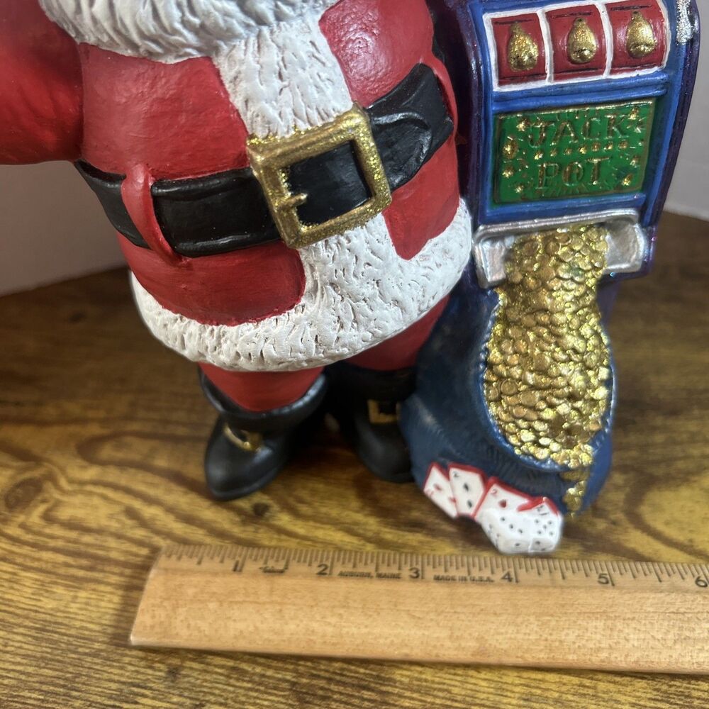 Santa Jackpot Gambling Cards Dice Poker Hand Figurine Hand Painted 2002 8.5 Inch - Picture 5 of 12